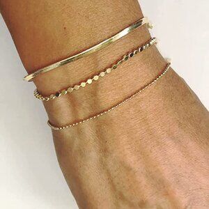 14K Gold Plated Handmade Dainty Dot Bracelet Cute Thin Everyday Bracelets for